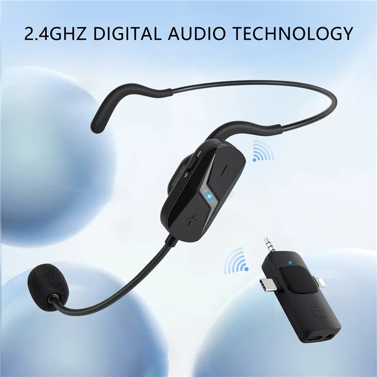YANMAI GF13 Microfono Wireless con Riduzione del Rumore 2.4G con Fascia Rimovibile