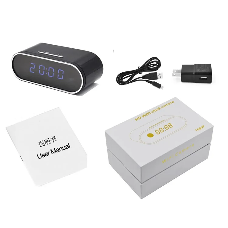 Caméra cachée avec réveil WiFi I4 1920x1080P Full HD Vision Nocturne