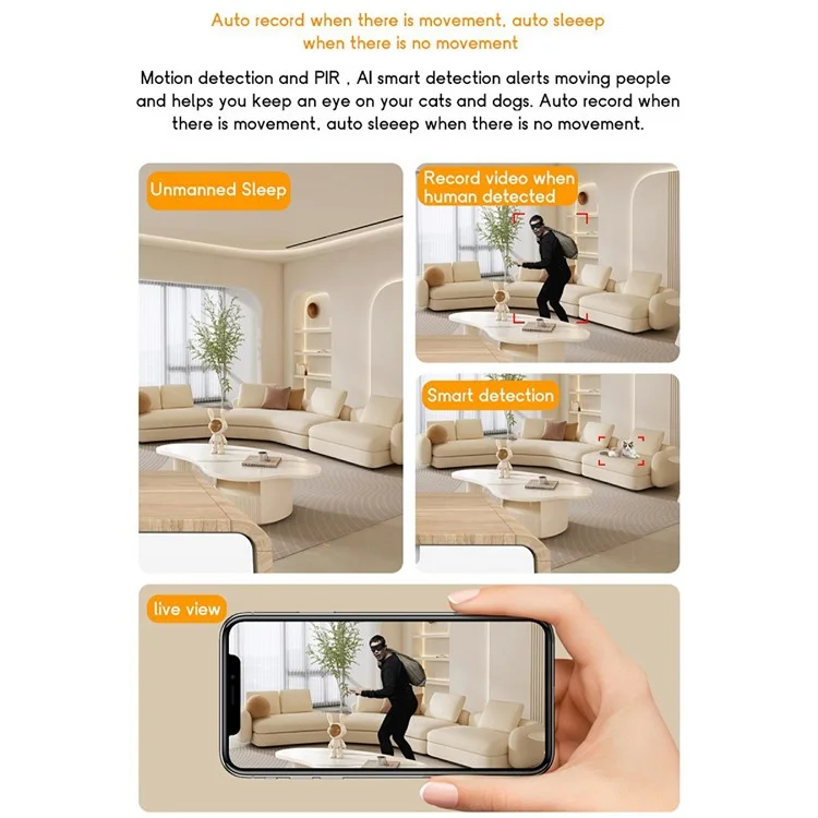 C7 Wireless Camera Home Security Pet Monitor Night Vision Two-Way Audio Camera (4G Network EU Version)