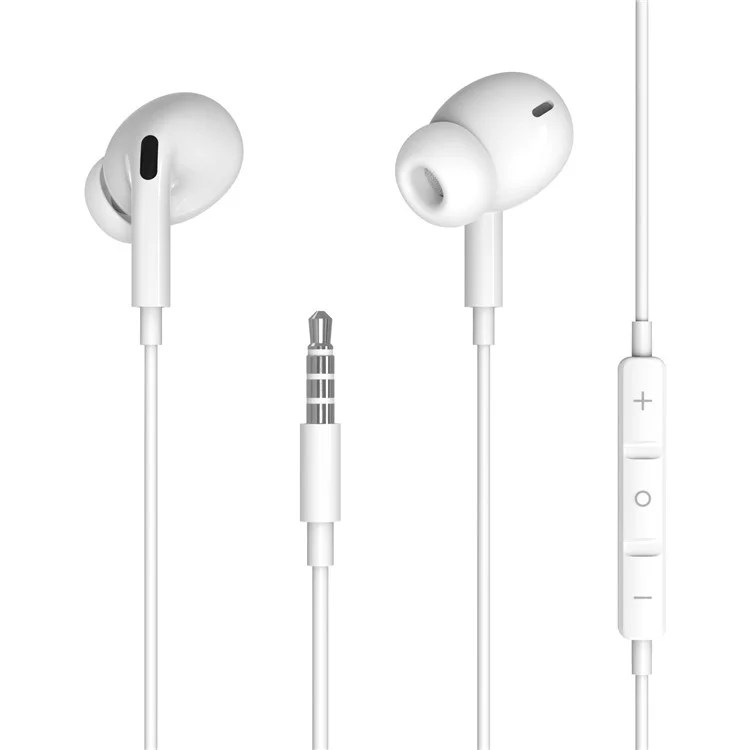 ME531 3.5mm Wired Earphone Built-In Mic Wire Control HiFi Sound Music Gaming Headset - White