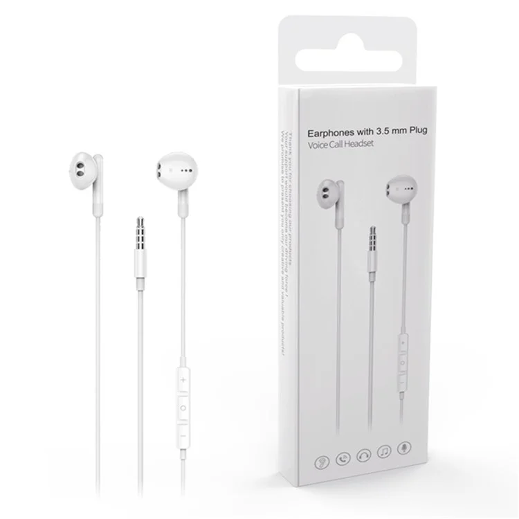 ME537 3.5mm Wired Earphone HiFi Sound Wire Control Phone Laptop PC Music Gaming Headset - White