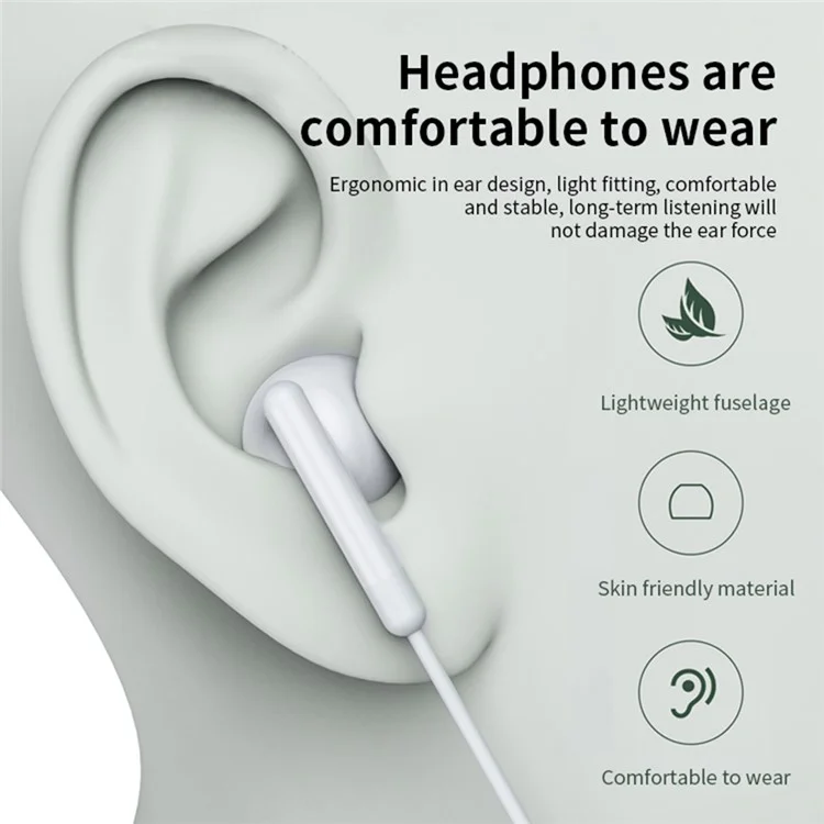 ME537 3.5mm Wired Earphone HiFi Sound Wire Control Phone Laptop PC Music Gaming Headset - White