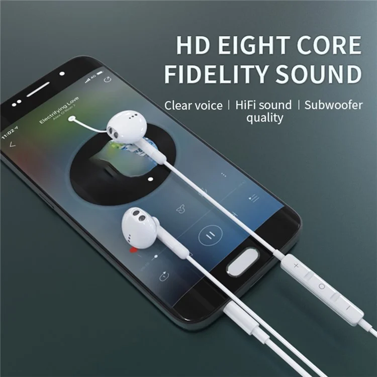 ME537 3.5mm Wired Earphone HiFi Sound Wire Control Phone Laptop PC Music Gaming Headset - White