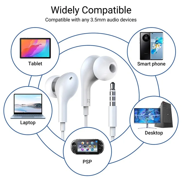 ME538 3,5 mm Écouteur Magnétique Câblé Mic Mic Diphone Contrôle du Téléphone Musique Casque de Jeu - Blanc