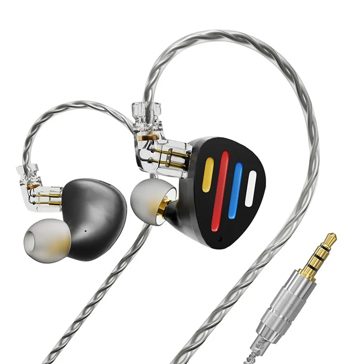 ND X12 Wired Earphones 10mm Dynamic Driver +5BA HiFi In-ear Headphones with Detachable Cable, No Mic - Black