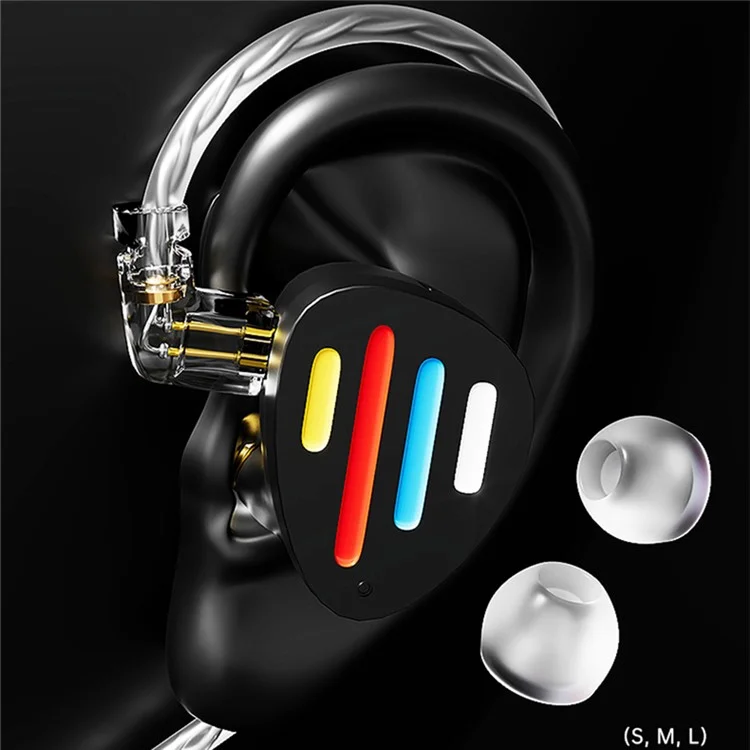 ND X12 Wired Earphones 10mm Dynamic Driver +5BA HiFi In-ear Headphones with Detachable Cable, No Mic - Black