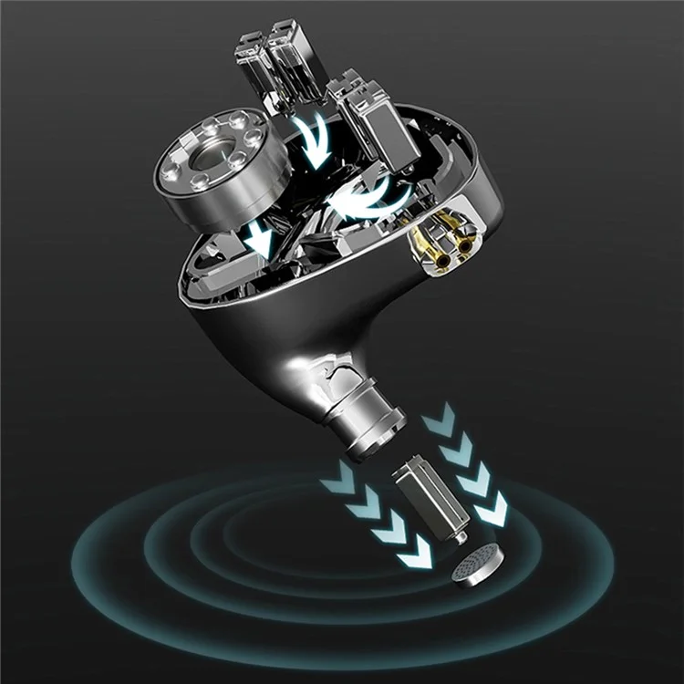 ND X12 Auricolari Cablati Driver Dinamico da 10 mm +cuffie In-ear Hifi 5ba Con Cavo Staccabile, Con Microfono - Argento