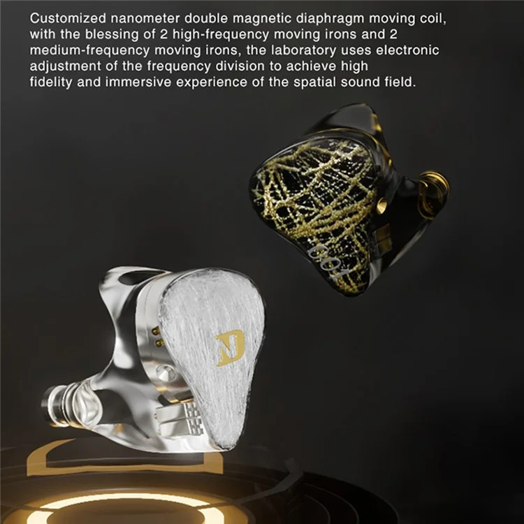 ND 001 Nano Diaphragm Moving Coil IEM In-Ear Monitor HiFi Earphone with Detachable Cable, No Mic - Silver