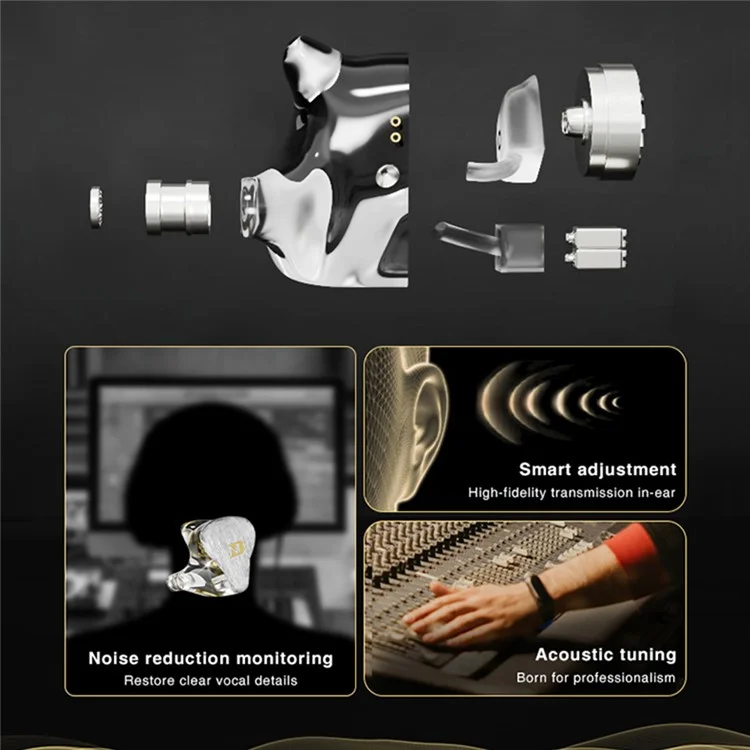 ND 001 Nano Diaphragm Moving Coil IEM In-Ear Monitor HiFi Earphone with Detachable Cable, No Mic - Silver