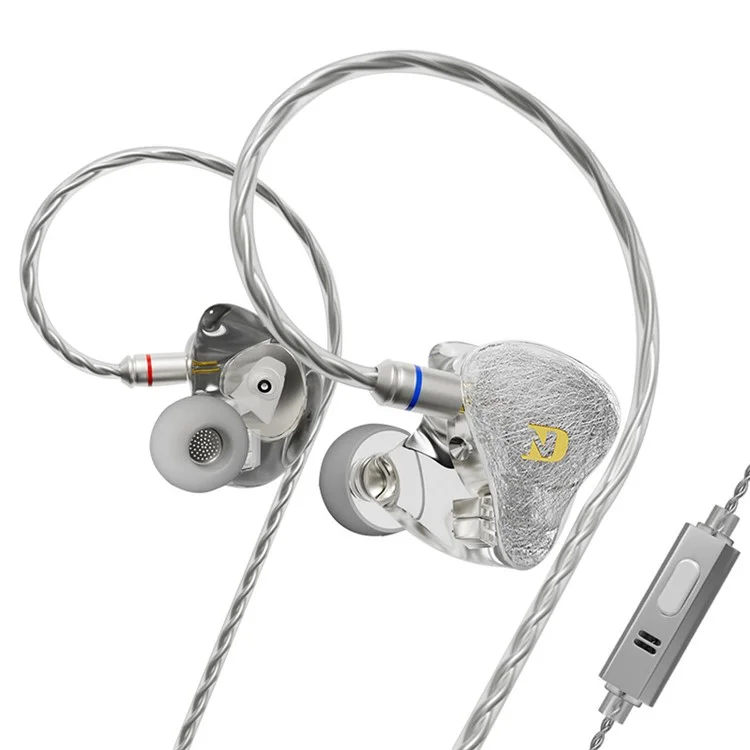 ND 001 Nano Diaphragm Moving Coil IEM In-Ear Monitor HiFi Earphone with Detachable Cable, with Mic - Silver