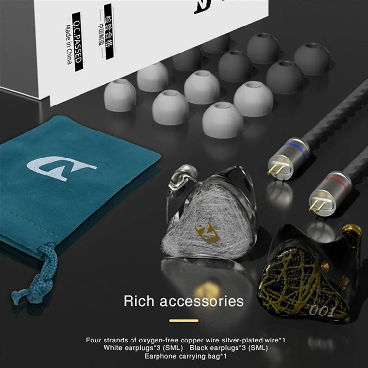 ND 001 Nano Diaphragm Moving Coil IEM In-Ear Monitor HiFi Earphone with Detachable Cable, with Mic - Silver