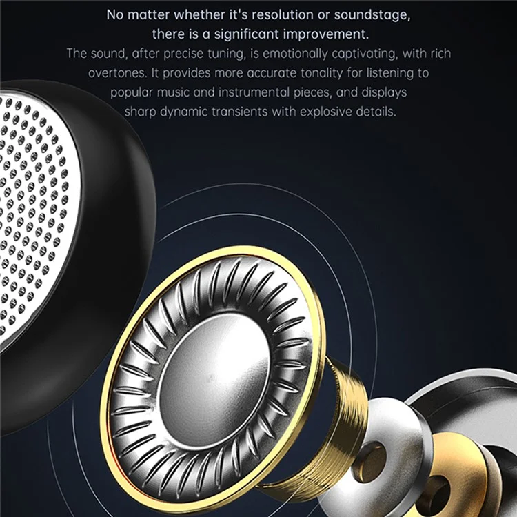 ND DTS Aurnatore di Cancellazione Del Rumore DTS Earbù Hifi Bassi Monitor In-ear Con Cavo Staccabile, Nessun Microfono - Nero