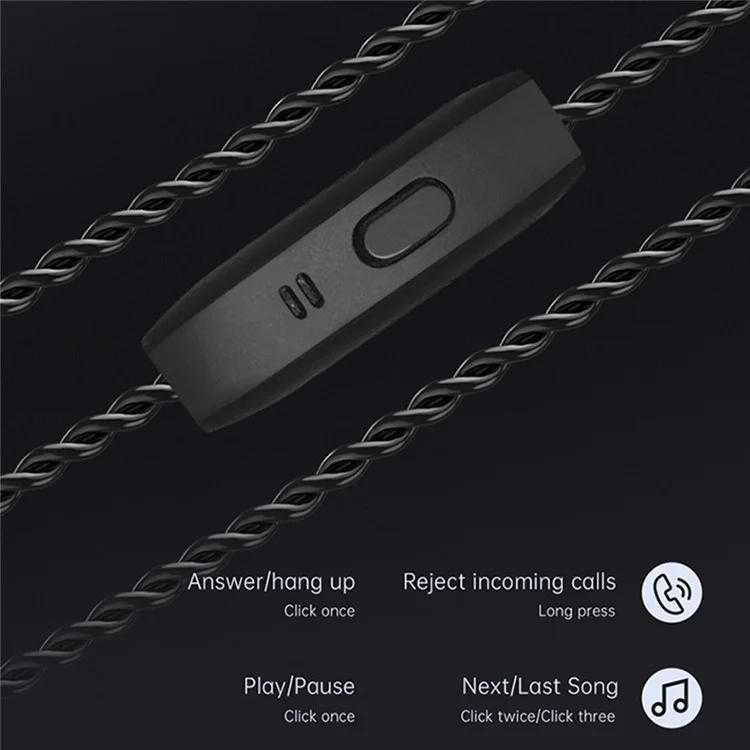ND DTS Aurnatore di Cancellazione Del Rumore DTS Earbù Hifi Bassi Monitor In-ear Con Cavo Staccabile, Nessun Microfono - Nero