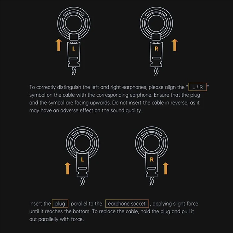 ND DTS Aurnatore di Cancellazione Del Rumore DTS Earbù Hifi Bassi Monitor In-ear Con Cavo Staccabile, Nessun Microfono - Nero