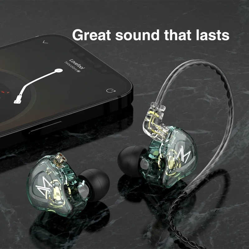 TRN MT1 10mm Dynamic Driver Earphones HiFi Bass In-Ear Monitor Sports Earphone, 3.5mm Wire No Mic - Grey