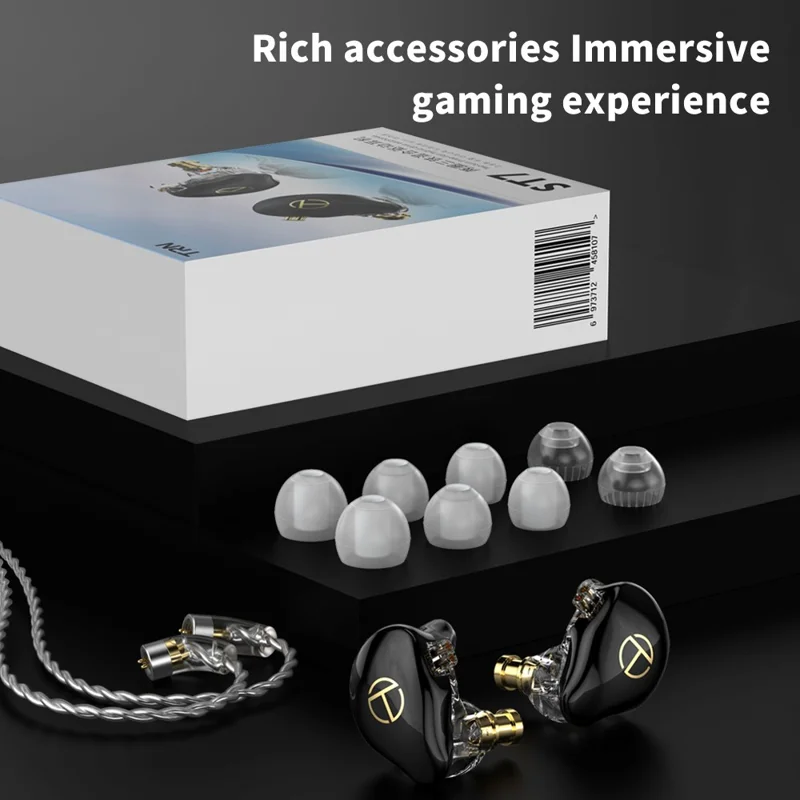 TRN ST7 Detachable 3.5mm Wired In-Ear Earphone HiFi Music Headset (With Microphone) - Black
