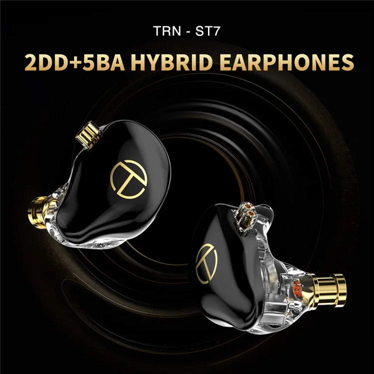 TRN ST7 Съемный 3,5-мм Проводной Наушники Hifi Music Hearset (без Микрофона) - Черный