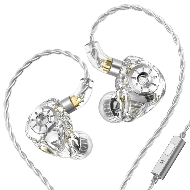 TRN ST1 Pro Desmontable Auricular de 3.5 mm Auricular Auricular Auricular Hifi Music Auriculares Con Micrófono - Blanco Transparente