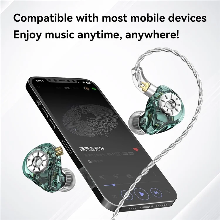 TRN ST1 Pro Detachable Type-C Wired In-Ear Earphone HiFi Music Tunable Headset with Mic - Transparent White