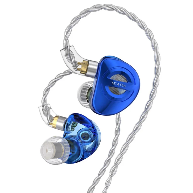 TRN MT4 Pro Abnehmbar 3,5-mm-kabel-in-ear-kopfhörer Dual Dynamic Treiber HiFi Headset Ohne Mikrofon - Blau