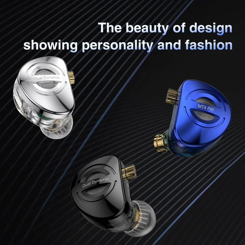 TRN MT4 Pro Abnehmbar 3,5-mm-kabel-in-ear-kopfhörer Dual Dynamic Treiber HiFi Headset Ohne Mikrofon - Blau