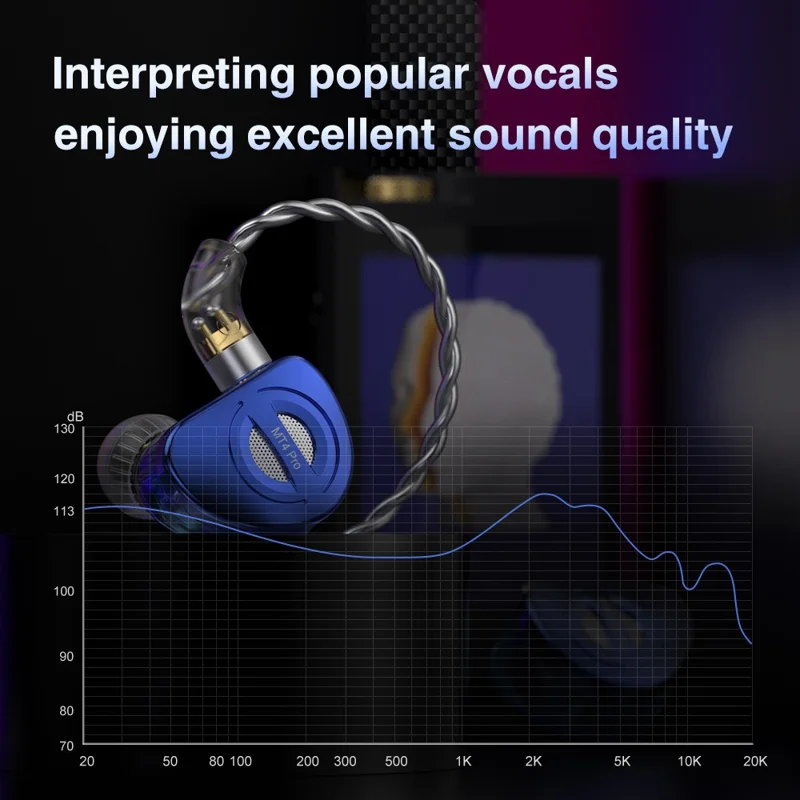 TRN MT4 PRO Detachable 3.5mm Wired In-Ear Earphone Dual Dynamic Driver HiFi Monitor Headphone with Mic - Blue