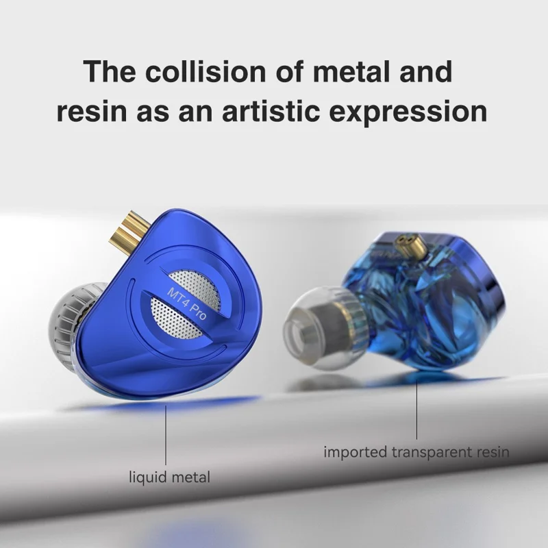TRN MT4 PRO Detachable 3.5mm Wired In-Ear Earphone Dual Dynamic Driver HiFi Monitor Headphone with Mic - Blue
