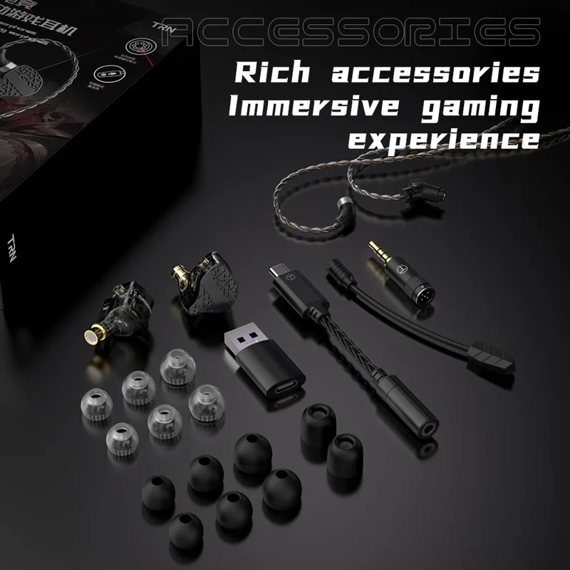 TRN Mars Abnehmbar 3,5 mm Verdrahtete In-ear-kopfhörer 3-einheit-vibration Gaming Headset Mit Mic, 1,2 m