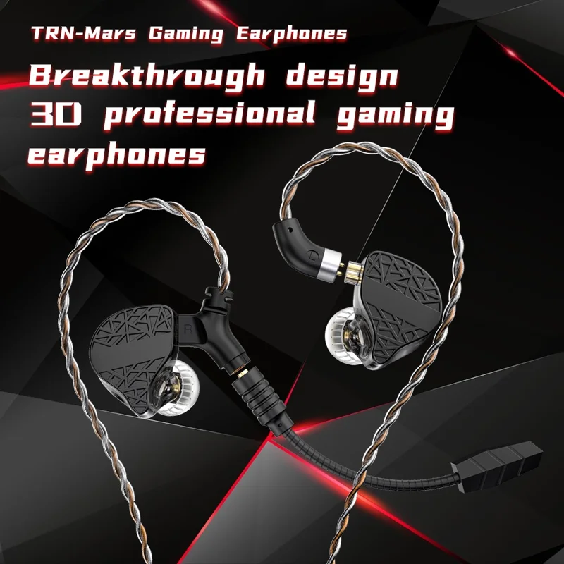 TRN Mars Abnehmbar 3,5 mm Verdrahtete In-ear-kopfhörer 3-einheit-vibration Gaming Headset Mit Mic, 1,2 m