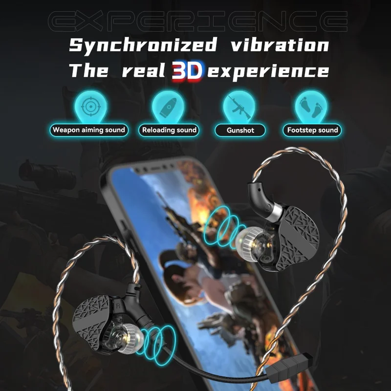 TRN Mars Abnehmbar 3,5 mm Verdrahtete In-ear-kopfhörer 3-einheit-vibration Gaming Headset Mit Mic, 1,2 m