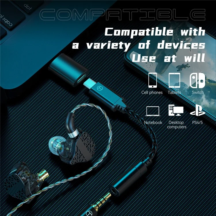 TRN Mars Detachable 3.5mm Wired In-Ear Earphone 3-Unit Vibration Gaming Headset with Mic, 2m