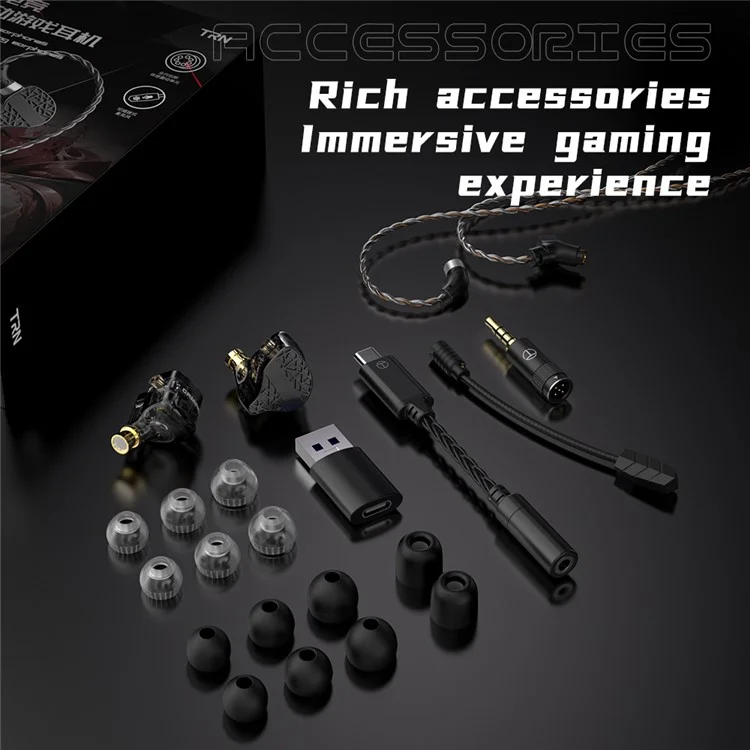 TRN Mars Detachable 3.5mm Wired In-Ear Earphone 3-Unit Vibration Gaming Headset with Mic, 2m