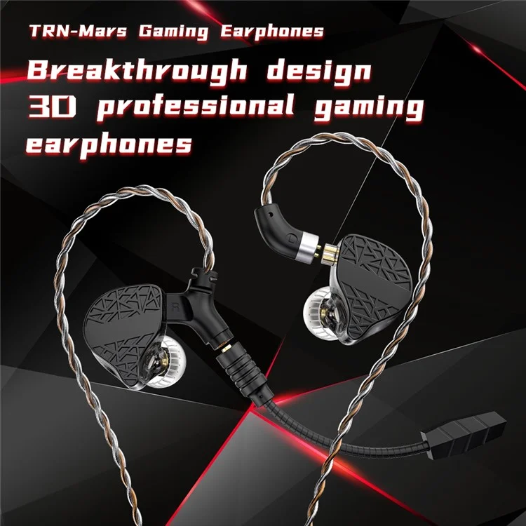 TRN Mars Detachable 3.5mm Wired In-Ear Earphone 3-Unit Vibration Gaming Headset with Mic, 2m