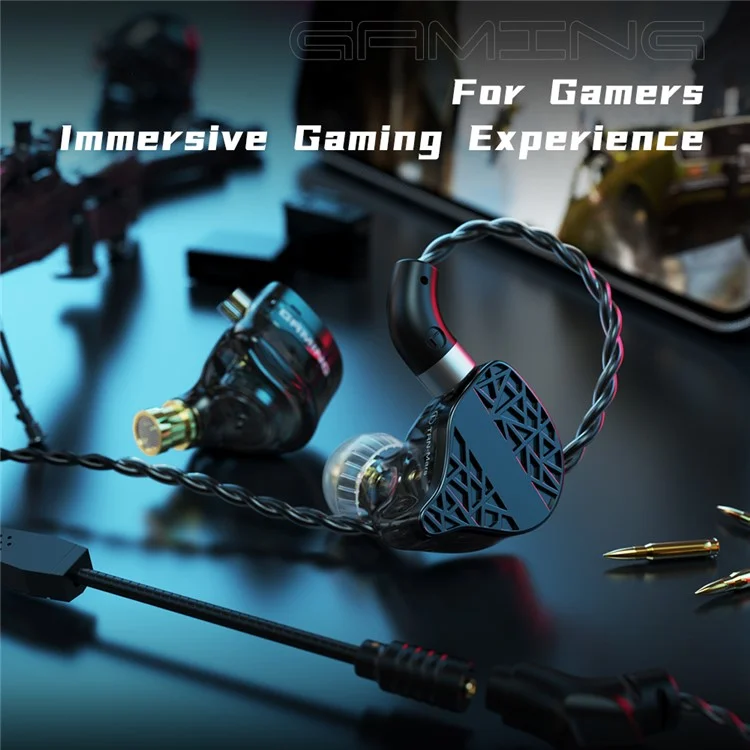 TRN Mars Detachable 3.5mm Wired In-Ear Earphone 3-Unit Vibration Gaming Headset with Mic, 2m