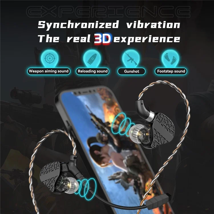 TRN Mars Detachable 3.5mm Wired In-Ear Earphone 3-Unit Vibration Gaming Headset with Mic, 2m