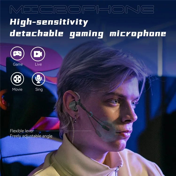 TRN Mars Detachable 3.5mm Wired In-Ear Earphone 3-Unit Vibration Gaming Headset with Mic, 2m