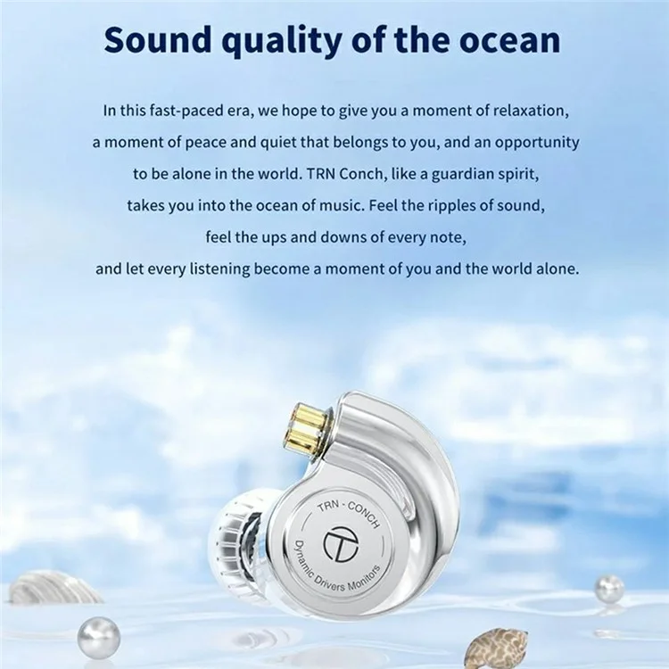 TRN Conch Earphone DLC Diamond Diaphragm Dynamic Driver In-Ear Monitor Tuning Headphones, with Mic