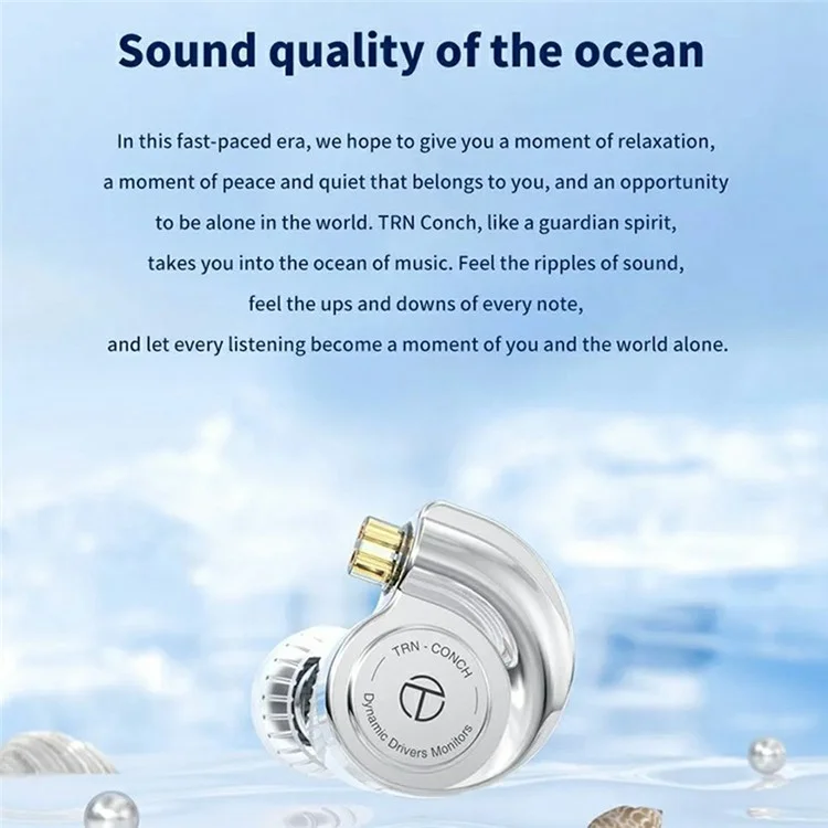 TRN Conch Earphone DLC Diamond Diaphragm Dynamic Driver In-Ear Monitor Tuning Headphones, No Mic
