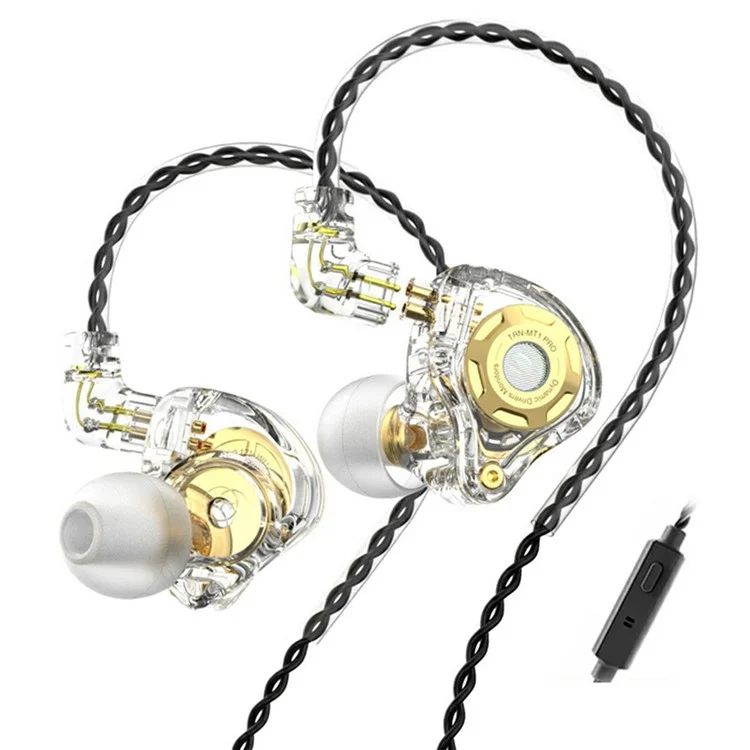 TRN MT1 Pro Destacável 3,5 mm Com Fio Fone de Ouvido Com Fone de Ouvido Pesado Com Microfone Com Microfone - Branco Transparente