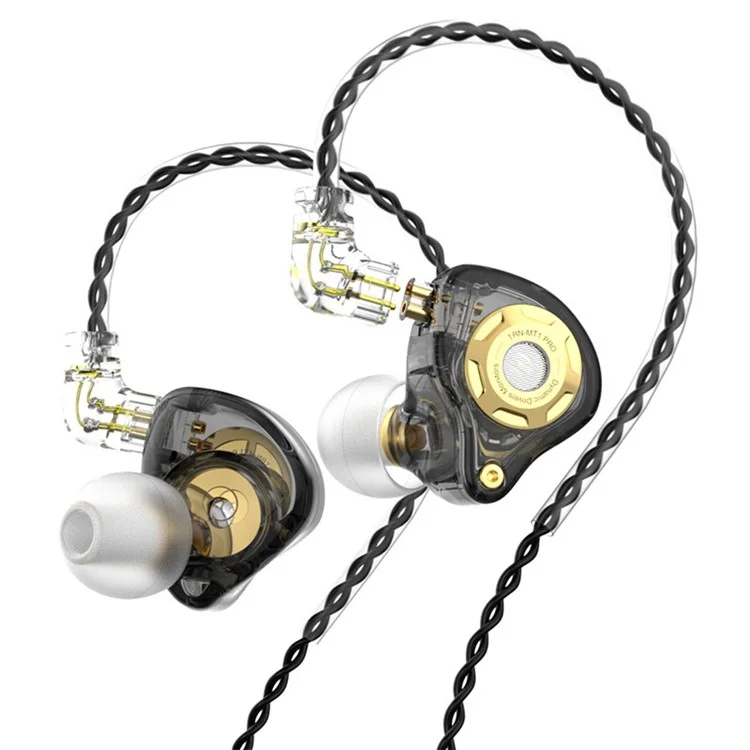 TRN MT1 Pro Destacável 3,5 mm Com Fio Fone de Ouvido Com Fone de Ouvido Pesado Fone de Música Sem Microfone - Preto