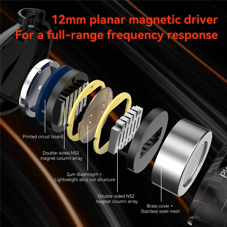 TRN Rosefinchable Desechable de 3.5 mm en el Oído Aurel Hifi Auricular de 12 mm Auriculares Magnéticos Planos
