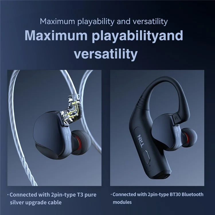 TRN VX Pro 3.5+4.4mm Wired In-Ear Earphone 10mm Dynamic + 8 Balanced Armature Drivers HiFi Music Headset (Without Mic) - Dark Blue