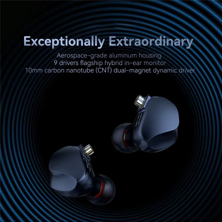 TRN VX Pro 3.5+4.4mm Wired In-Ear Earphone 10mm Dynamic + 8 Balanced Armature Drivers HiFi Music Headset (Without Mic) - Dark Blue