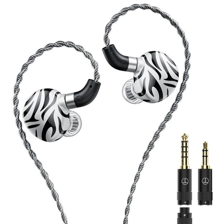 TRN White Tiger 3,5+4,4 mm Verkabelte In-ear-kopfhörer 6mm Planarer Membran HiFi Headset (ohne Mikrofon) - Schwarz+weiß