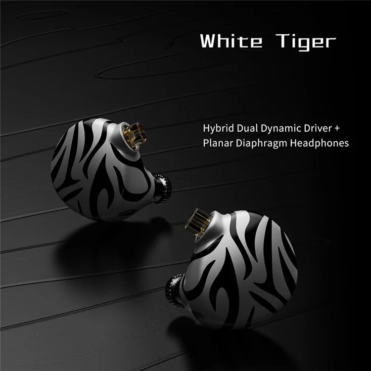 TRN White Tiger 3,5+4,4 mm Verkabelte In-ear-kopfhörer 6mm Planarer Membran HiFi Headset (ohne Mikrofon) - Schwarz+weiß
