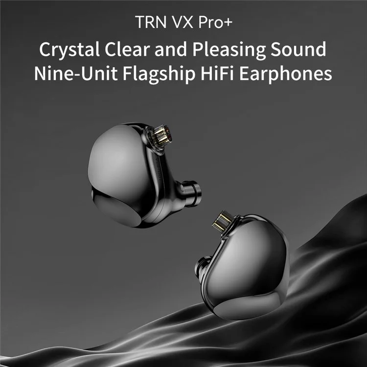 TRN VX Pro+ 3.5mm Detachable Wired In-Ear Earphone 9-Unit HiFi Music Headset without Mic - Black