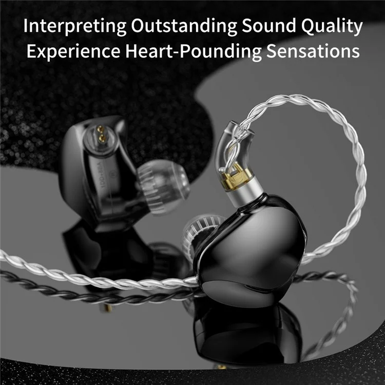 TRN VX Pro+ 3.5mm Detachable Wired In-Ear Earphone 9-Unit HiFi Music Headset without Mic - Black