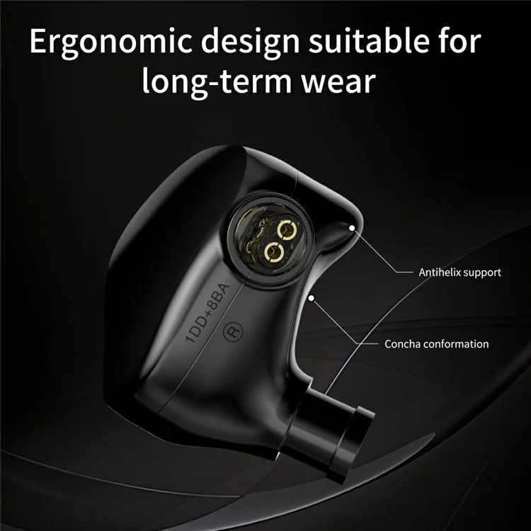TRN VX Pro+ 3.5mm Detachable Wired In-Ear Earphone 9-Unit HiFi Music Headset without Mic - Black