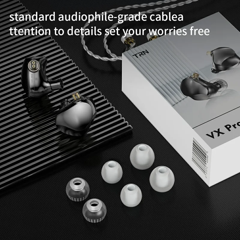 TRN VX Pro+ 3.5mm Detachable Wired In-Ear Earphone 9-Unit HiFi Music Headset without Mic - Silver