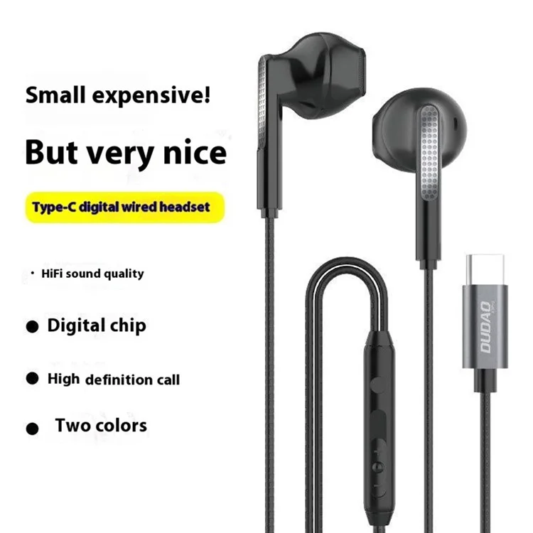 Dudao X3 Pro 1,2 m Wired Typ-c Digitaler Kopfhörer Mit Mikrofon-halb-ear-ohrhörer Für Iphone 15 / 16 / Huawei / Samsung - Schwarz